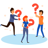 Trois personnes avec des points d'interogations